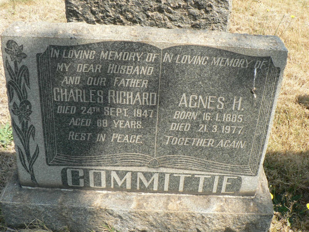 COMMITTIE Charles Richard -1947 &amp; Agnes H. 1885-1977
