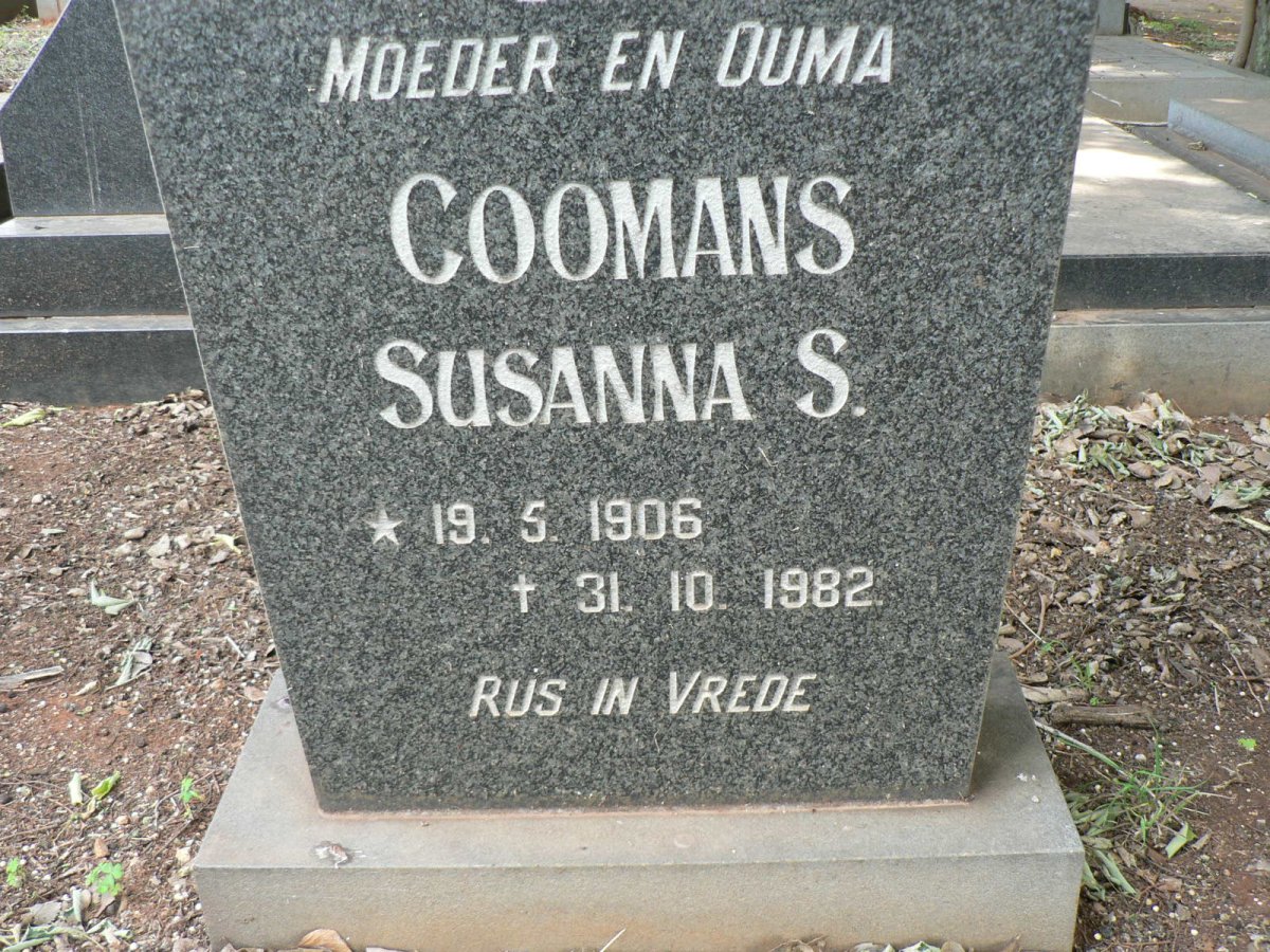 COOMANS Susanna S. 1906-1982