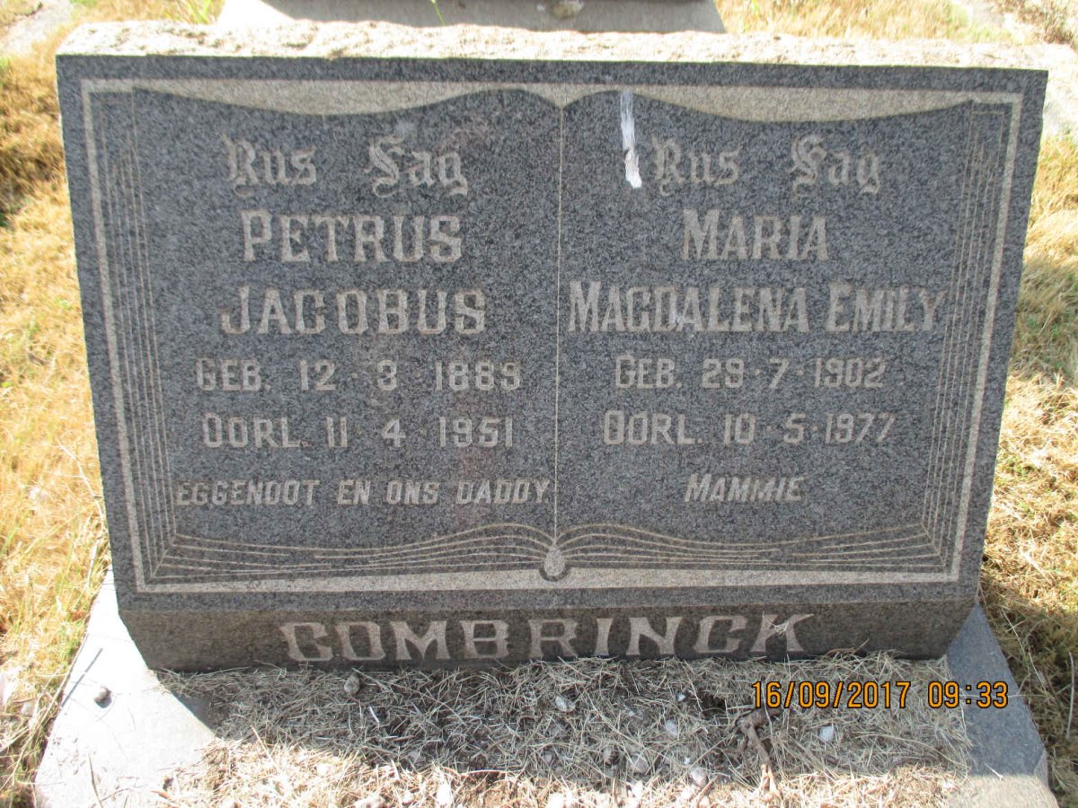 COMBRINCK Petrus Jacobus 1889-1951 &amp; Maria Magdalena Emily 1902-1977