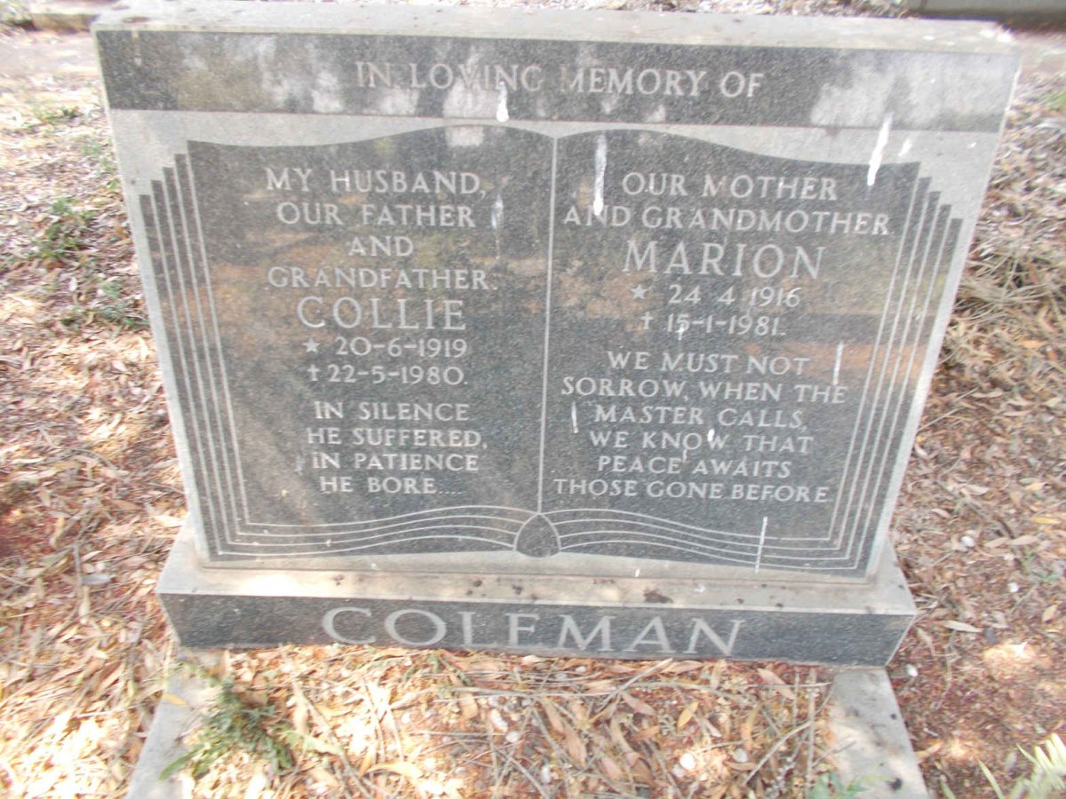 COLEMAN Collie 1919-1980 &amp; Marion 1916-1981