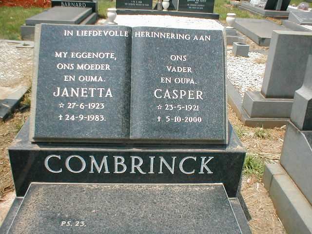 COMBRINCK Casper 1921-2000 &amp; Janetta 1923-1983
