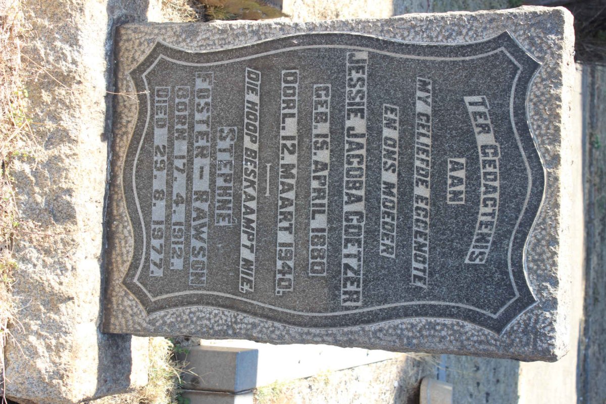 COETZER Jessie Jacoba 1880-1940 :: FOSTER-RAWSON Stephné 1912-1977