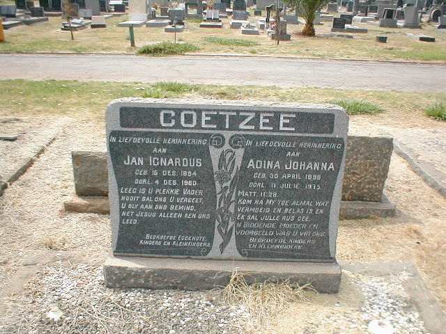 COETZEE Jan Ignardus 1894-1960 &amp; Adina Johanna 1896-1975