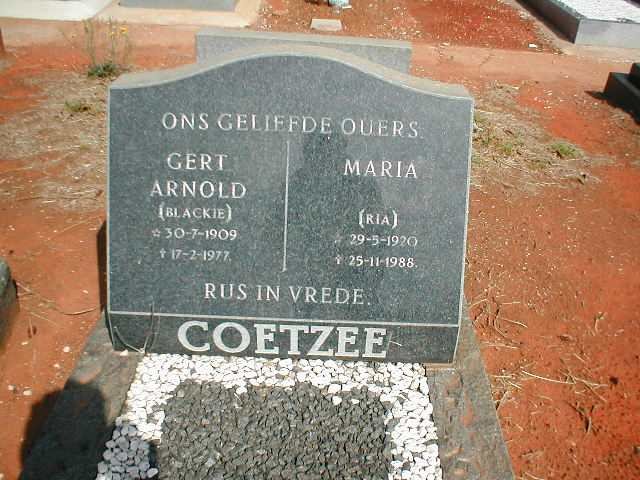 COETZEE Gert Arnold 1909-1977 &amp; Maria 1920-1988