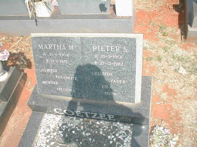 COETZEE Pieter S. 1901-1982 &amp; Martha M. 1904-1978