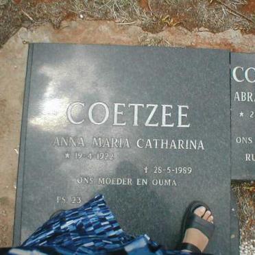 COETZEE Abraham J.D.H.S. 1920-1987 &amp; Anna Maria Catharina 1922-1989