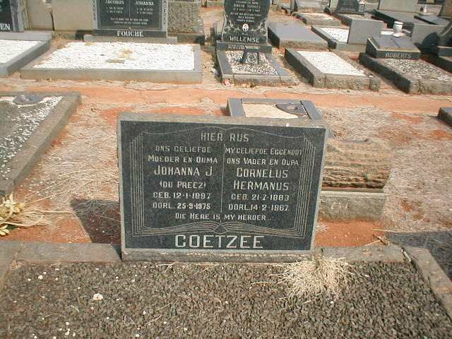 COETZEE Cornelus Hermanus 1883-1967 &amp; Johanna J. DU PREEZ 1897-1975