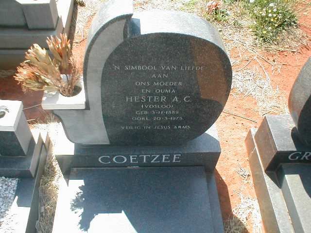 COETZEE Hester A.C. nee VOSLOO 1889-1975