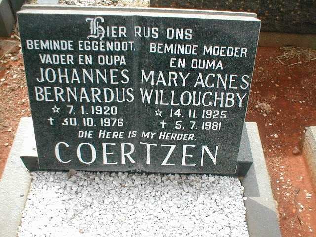 COERTZEN Johannes Bernardus 1920-1976 &amp; Mary Agnes WILLOUGHBY 1925-1981
