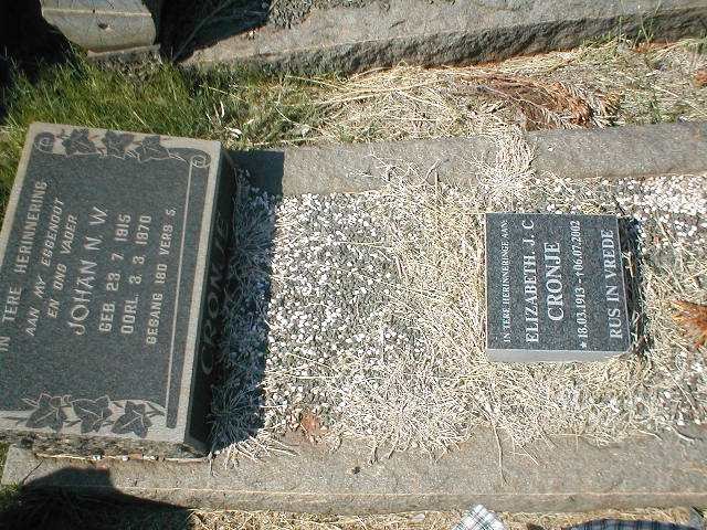 CRONJE Johan N.W. 1915-1970 &amp; Elizabeth J.C. 1913-2002