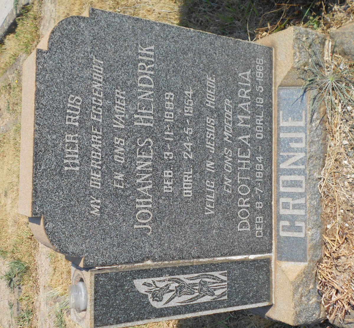 CRONJE Johannes Hendrik 1889-1954 &amp; Dorothea Maria 1884-1968