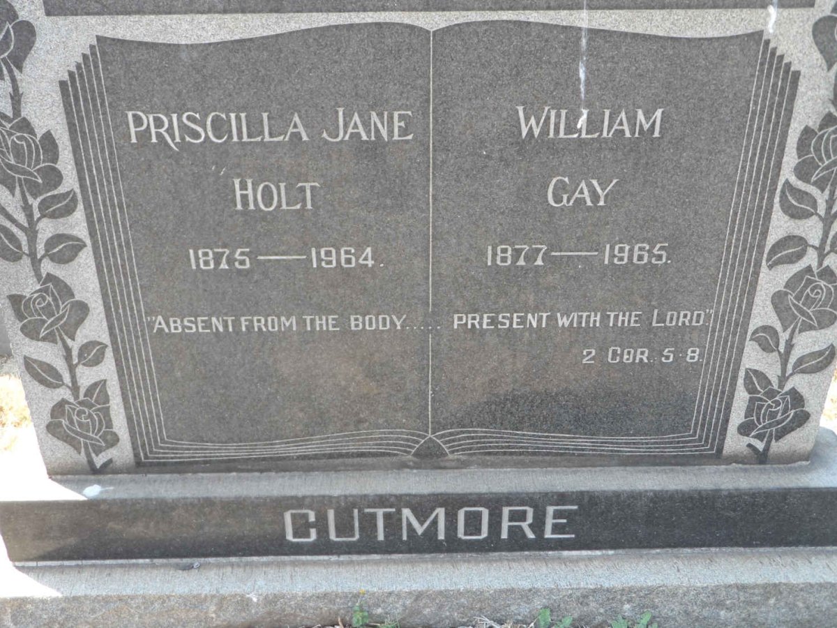 CUTMORE William Gay 1877-1965 &amp; Priscilla Jane HOLT 1875-1964