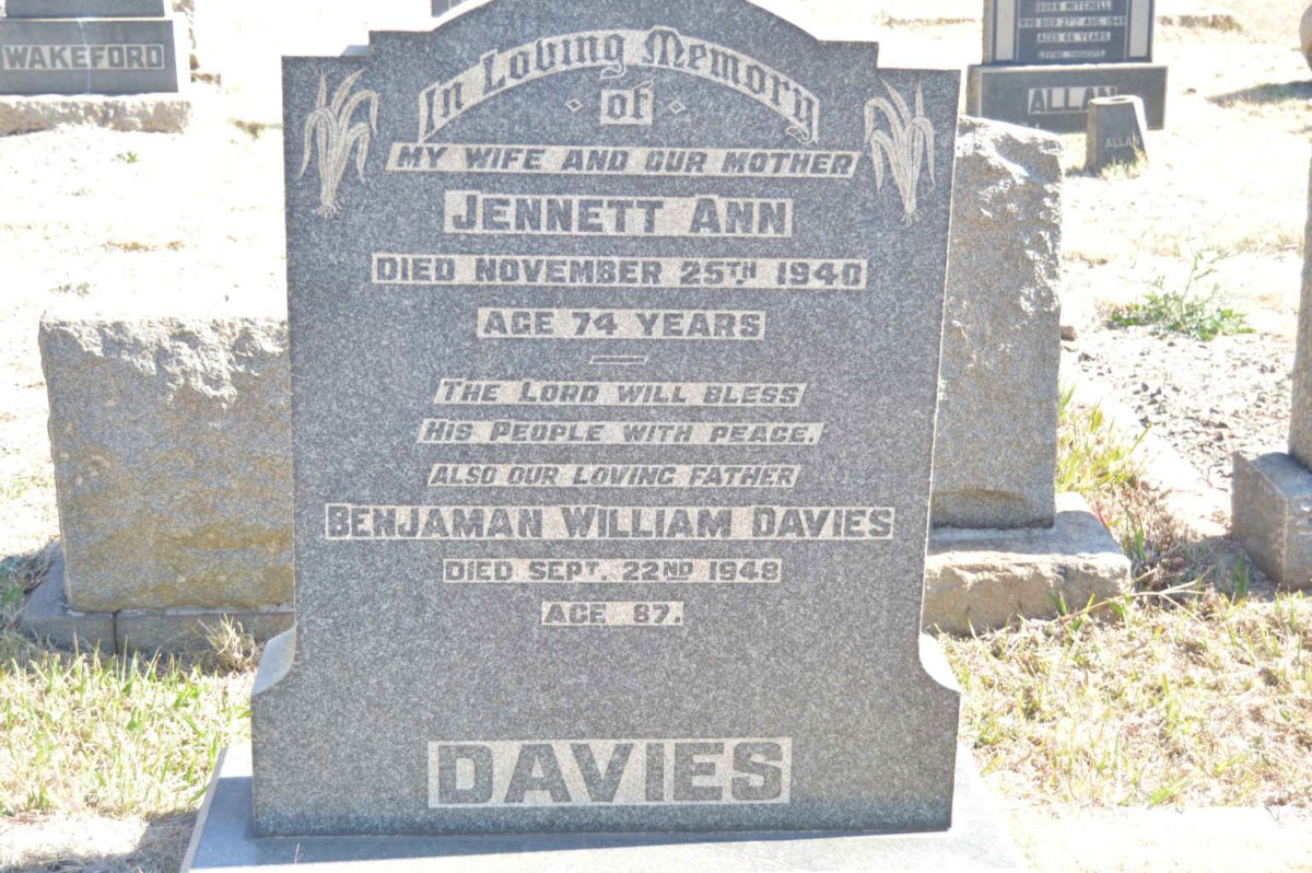DAVIES Benjaman William -1948 &amp; Jennett Ann -1940