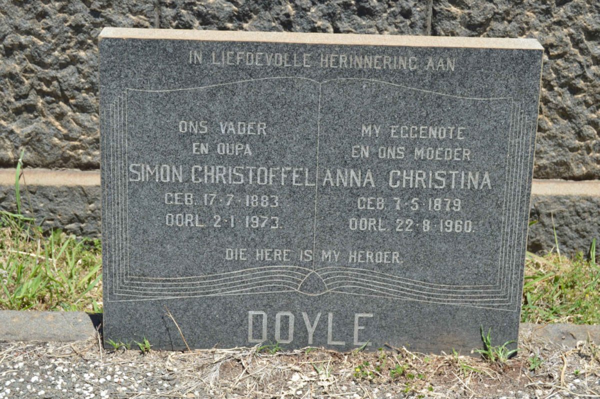 DOYLE Simon Christoffel 1883-1973 &amp; Anna Christina 1879-1960