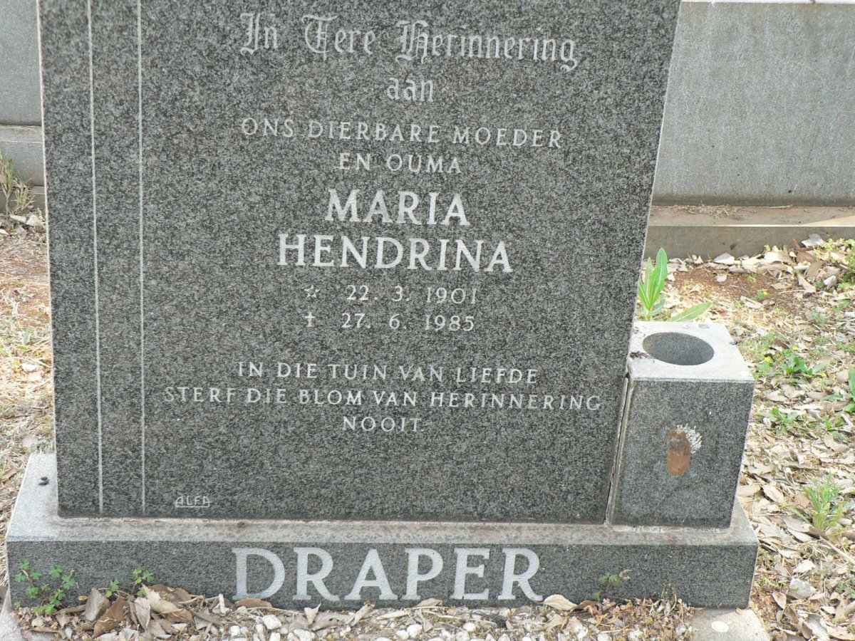 DRAPER Maria Hendrina 1901-1985