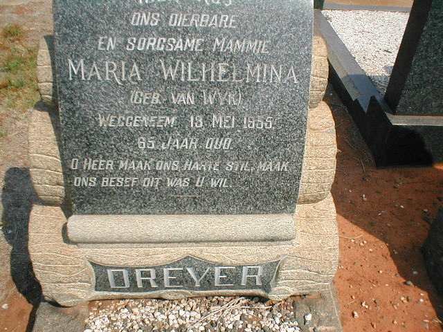 DREYER Maria Wilhelmina nee VAN WYK -1955