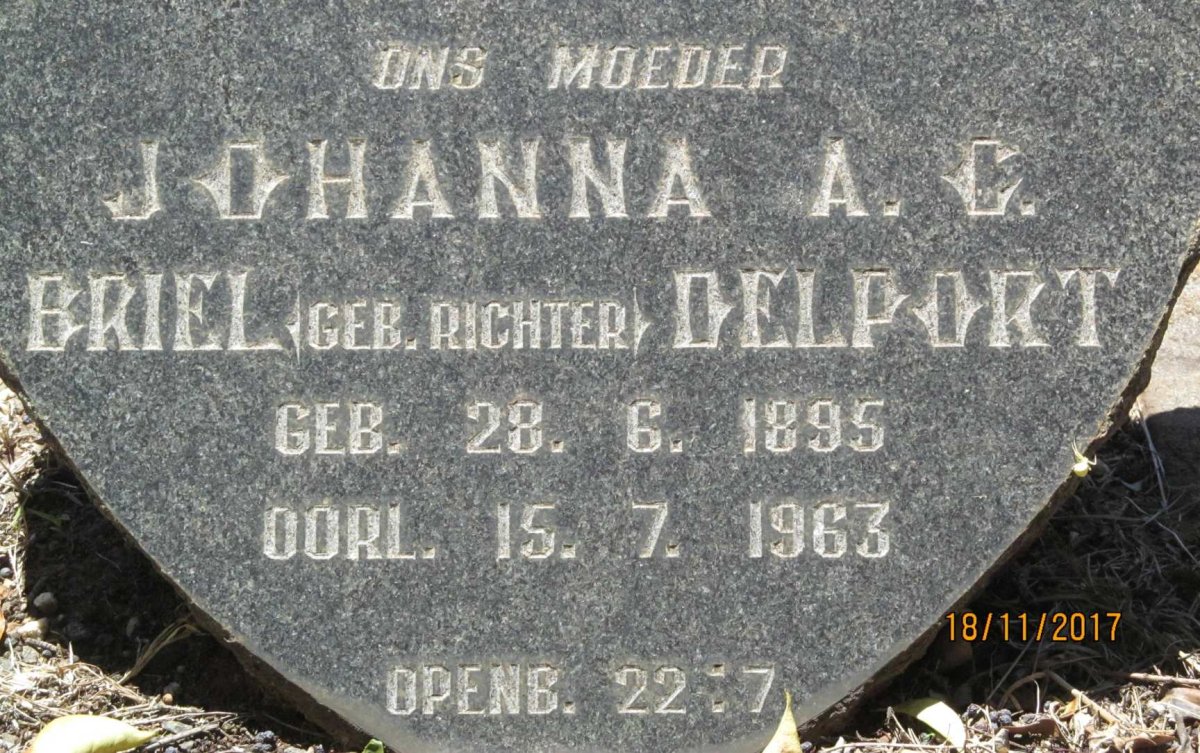 DELPORT Johanna A.C. voorheen BRIEL nee RICHTER 1895-1963