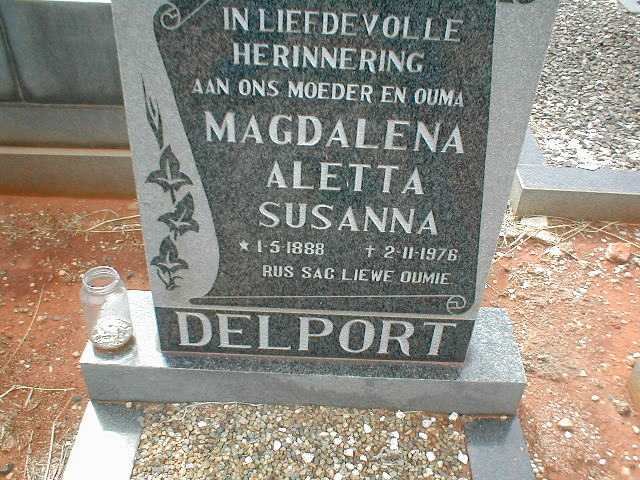 DELPORT Magdalena Aletta Susanna 1888-1976