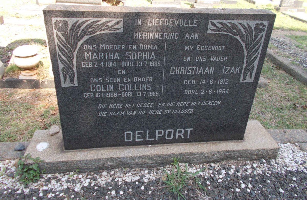 DELPORT Christiaan Izak 1912-1964 &amp; Martha Sophia 1914-1989 :: DELPORT Colin Collins 1969-1989