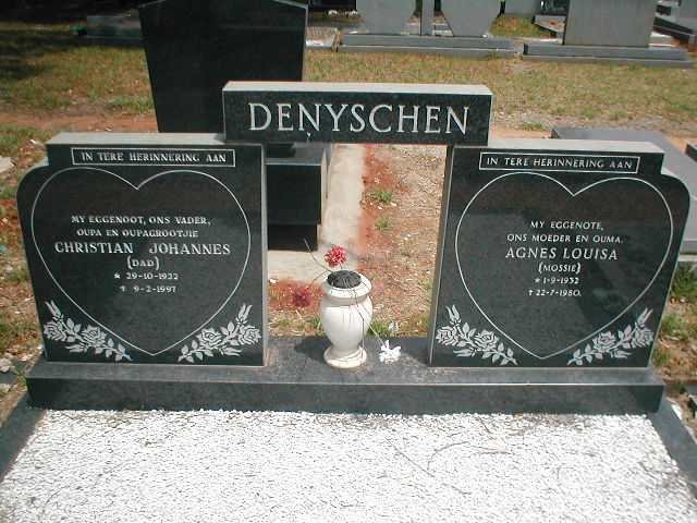 DENYSCHEN Christian Johannes 1922-1997 &amp; Agnes Louisa 1932-1980