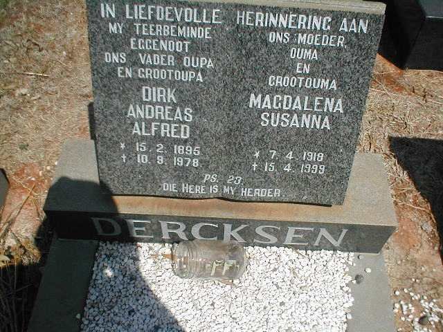 DERCKSEN Dirk Andreas Alfred 1895-1978 &amp; Magdalena Susanna 1918-1999