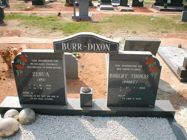 DIXON Robert Thomas, BURR 1929- &amp; Zerua 1938-1997