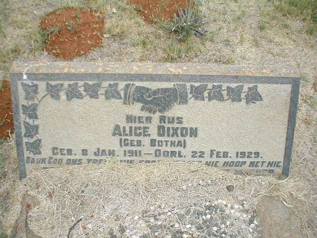 DIXON Alice nee BOTHA 1911-1929