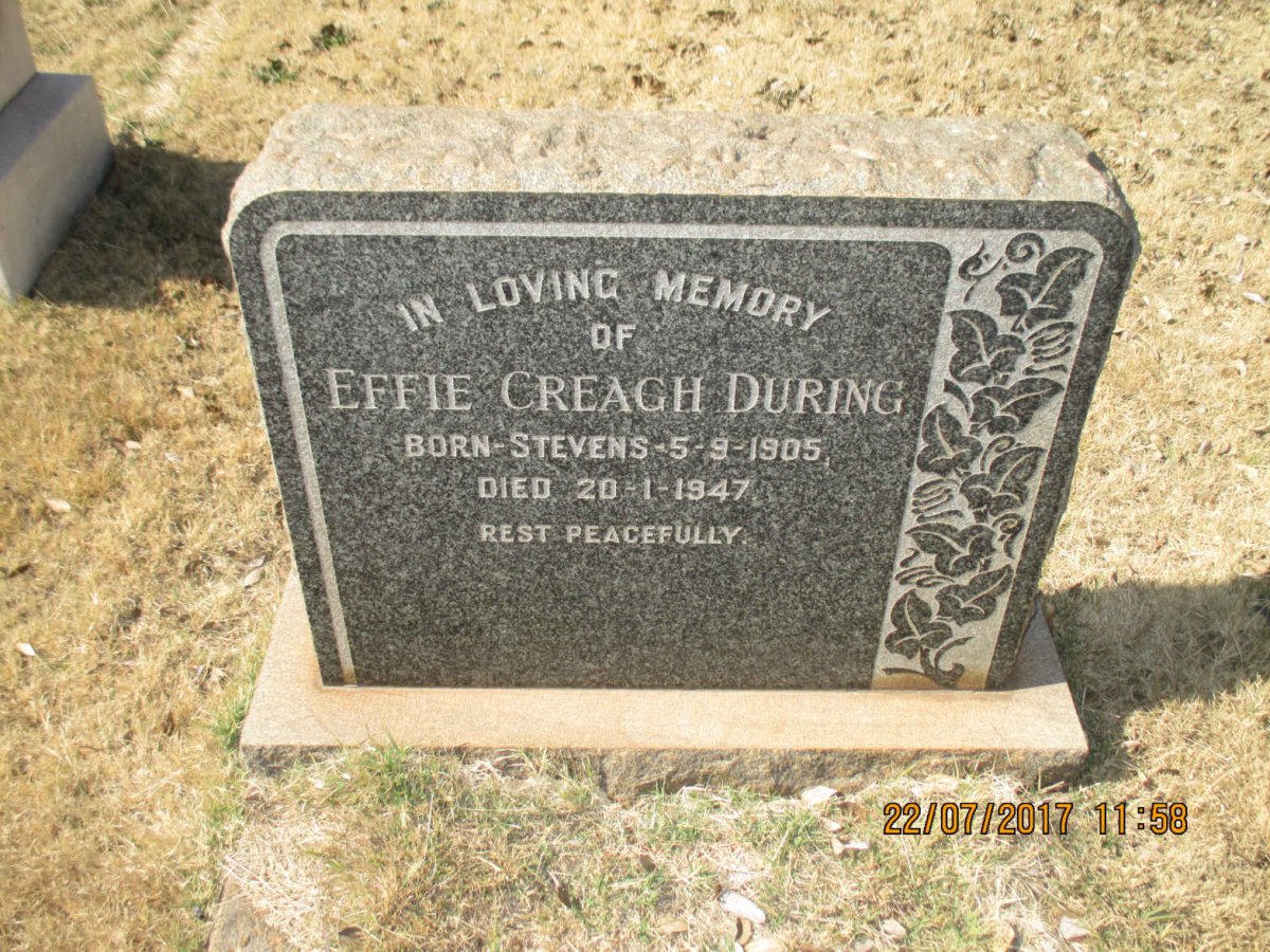 DURING Effie Creagh nee STEVENS 1905-1947