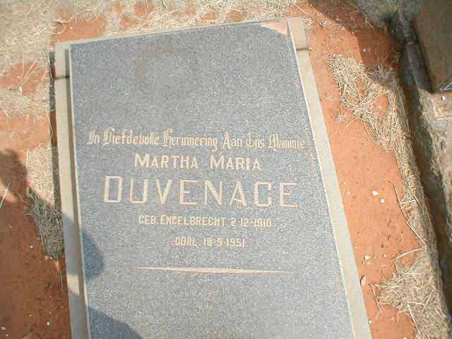 DUVENAGE Martha Maria nee ENGELBRECHT 1910-1951