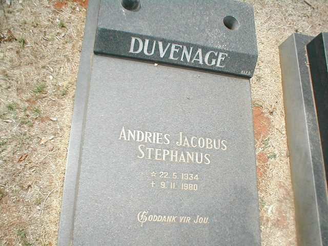 DUVENAGE Andries Jacobus Stephanus 1934-1980