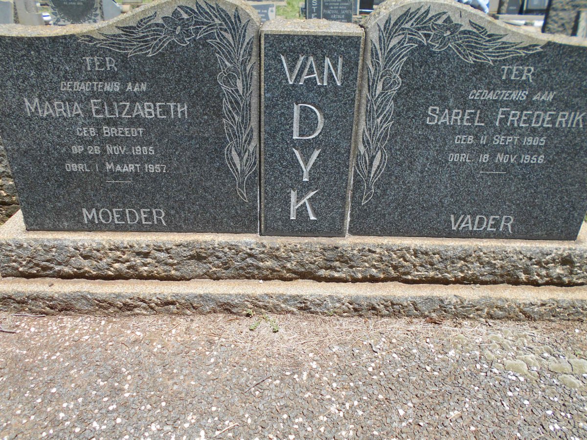 DYK Sarel Frederik, van 1905-1956 &amp; Maria Elizabeth BREEDT 1905-1957