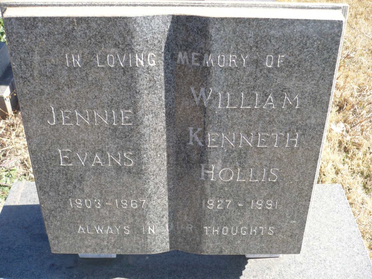 EVANS Jennie 1903-1967 :: HOLLIS William Kenneth 1927-1991