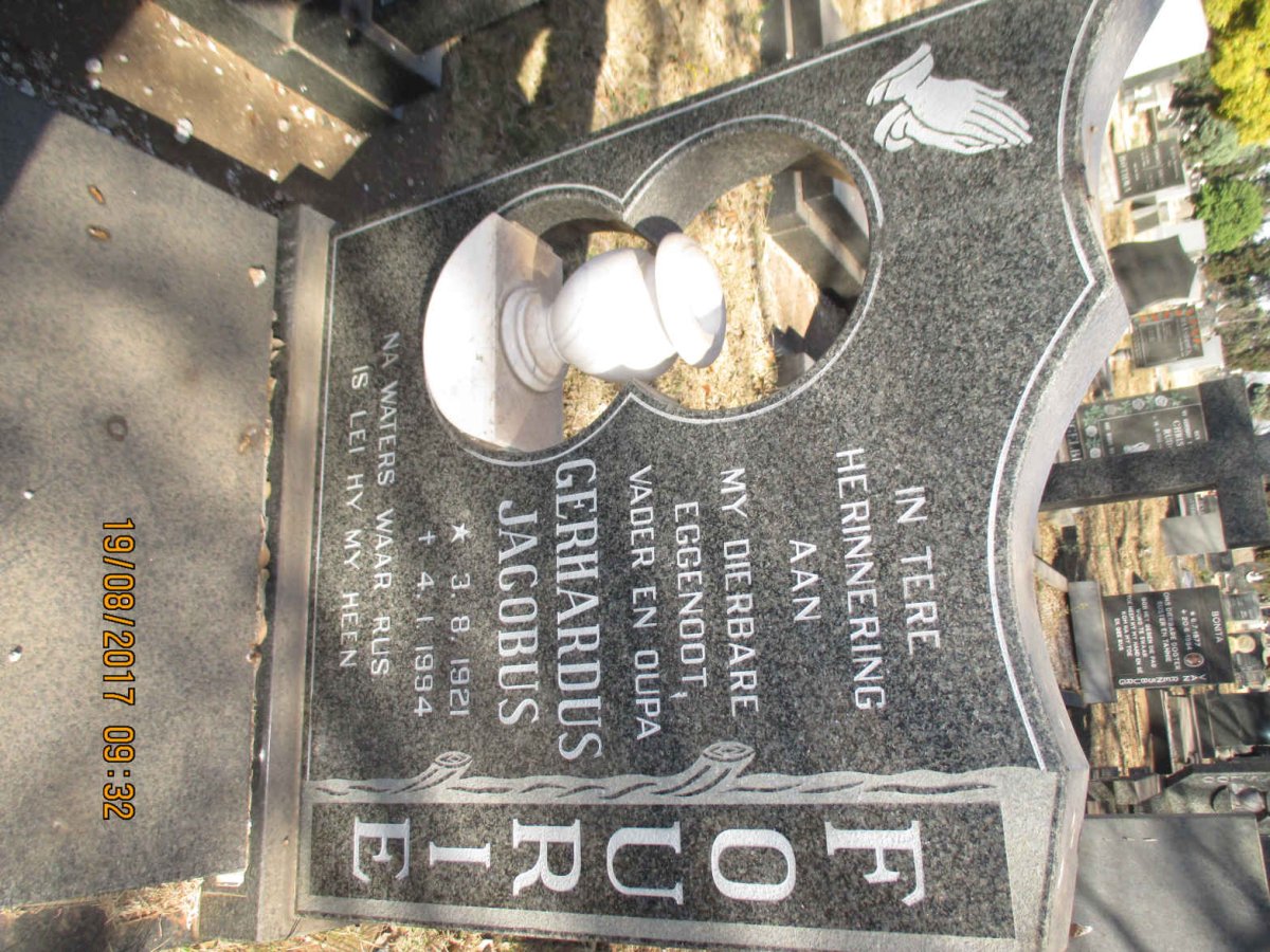 FOURIE Gerhardus Jacobus 1921-1994 &amp; Susanna Abigiel 1932-1997