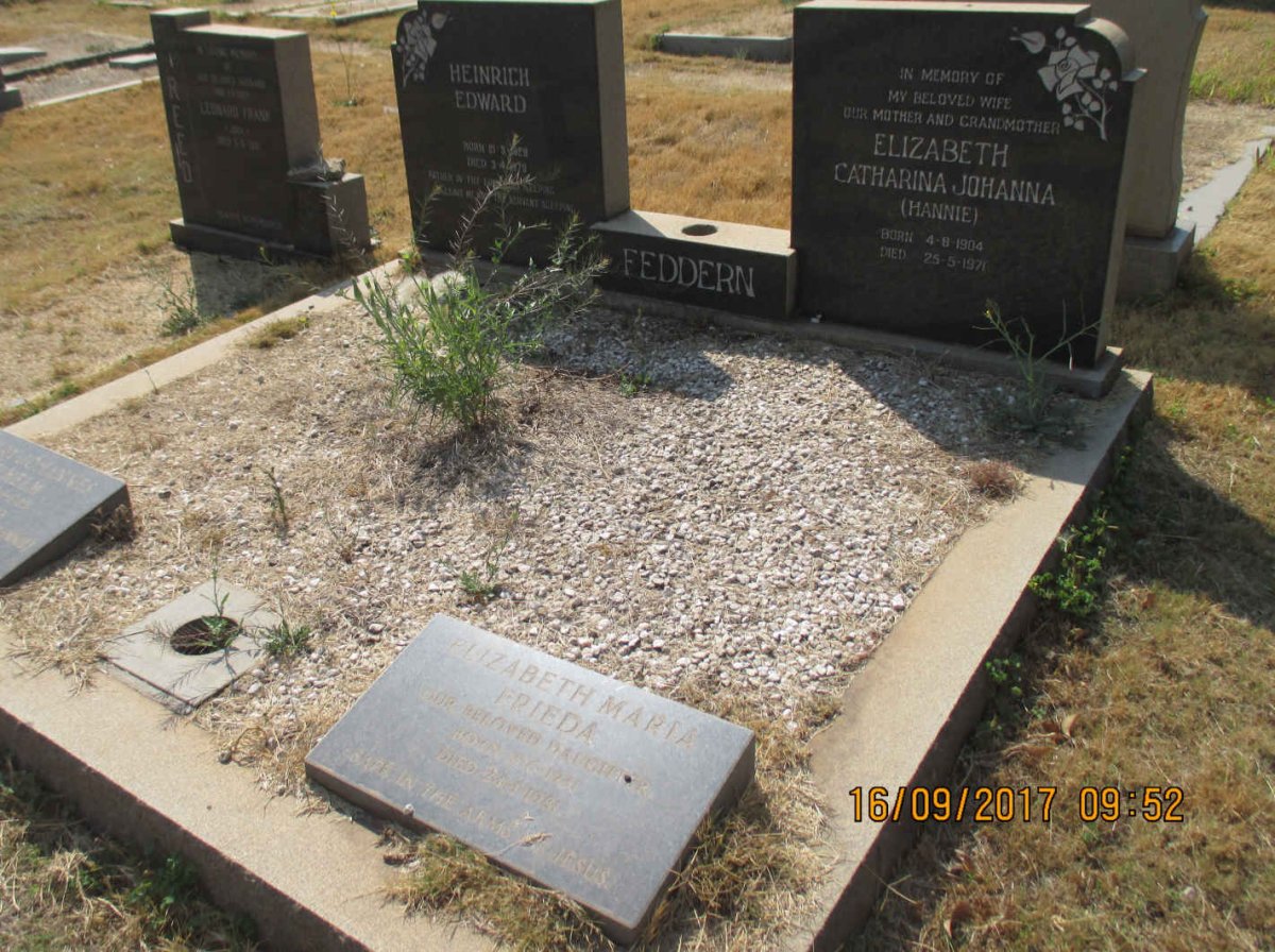 FEDDERN Henry Johannes Wilhelm 1902-1983 &amp; Elizabeth Catharina Johanna 1904-1971