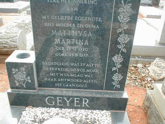 GEYER Matthysa Martina  1920-1977