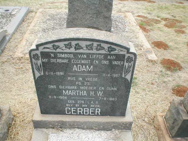 GERBER Adam 1891-1967 &amp; Martha H.W. 1904-1983