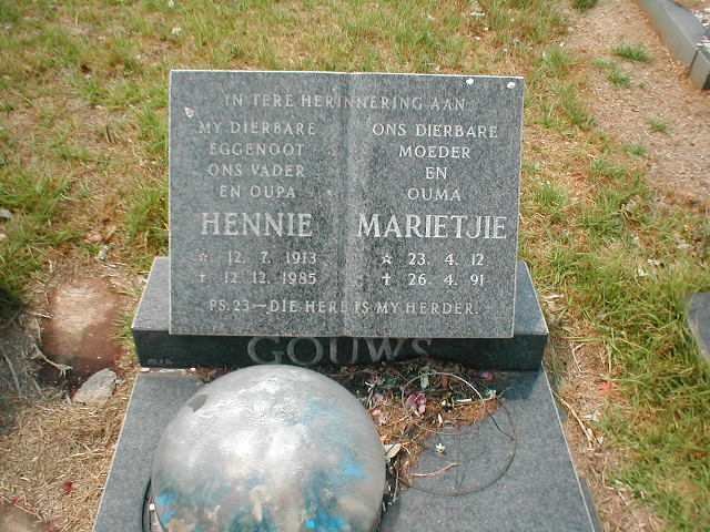 GOUWS Hennie 1913-1985 &amp; Marietjie 1912-1991
