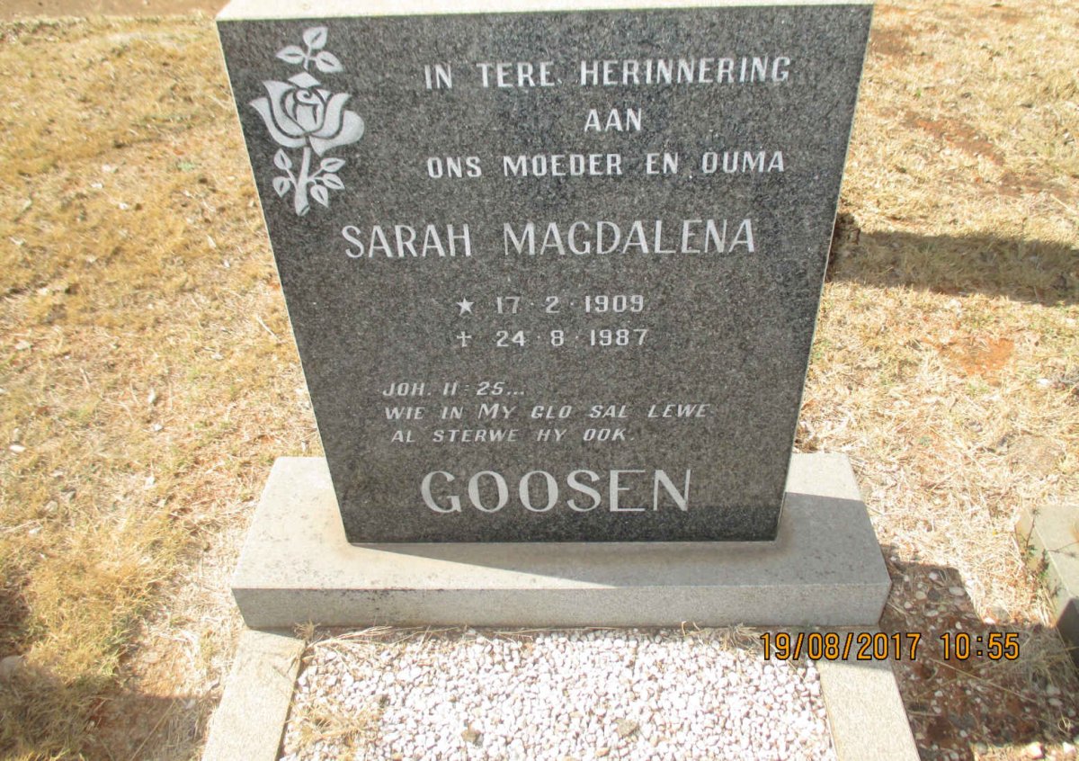 GOOSEN Sarah Magdalena 1909-1987