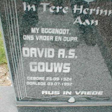 GOUWS David A.S. 1924-1992