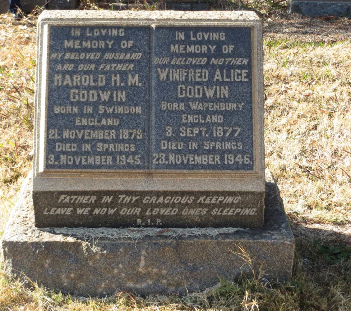 GODWIN Harold H.M. 1879-1945 &amp; Winifred Alice 1877-1946
