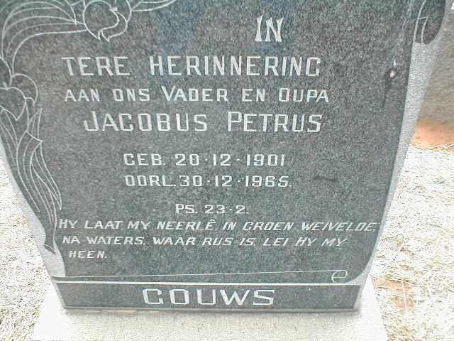 GOUWS Jacobus Petrus 1901-1965