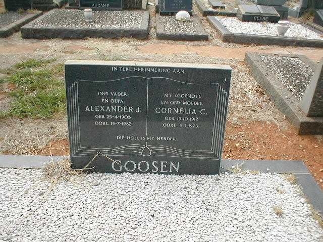 GOOSEN Alexander J. 1903-1987 &amp; Cornelia C. 1912-1973