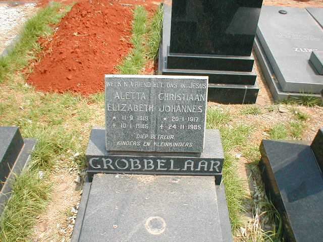 GROBBELAAR Christiaan Johannes 1917-1985 &amp; Aletta Elizabeth 1919-1985