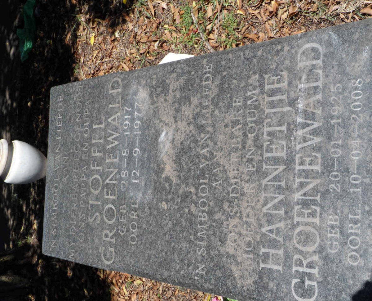 GROENEWALD Stoffel 1917-1977 &amp; Hannetjie 1925-2008