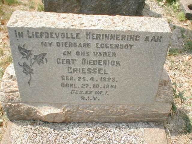 GRIESSEL Gert Diederick 1923-1951