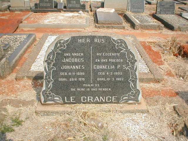 GRANGE Jacobus Johannes, le 1898-1975 &amp; Cornelia P.S. 1905-1967