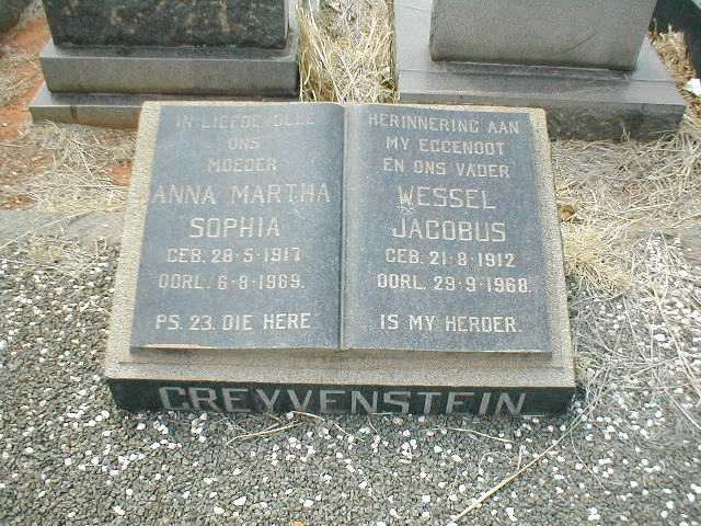 GREYVENSTEIN Wessel Jacobus 1912-1968 &amp; Anna Martha Sophia 1917-1969