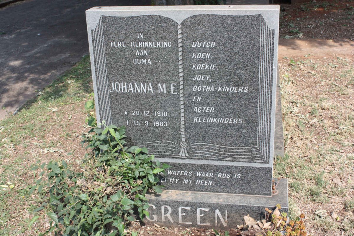 GREEN Johanna M.E. 1910-1983