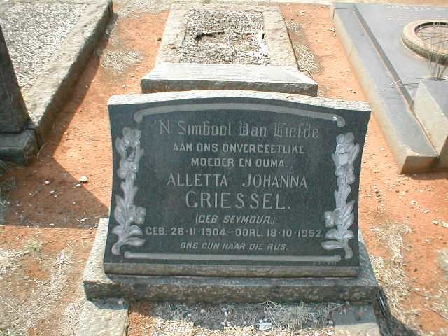 GRIESSEL Alletta Johanna nee SEYMOUR 1904-1952