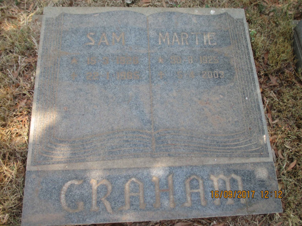 GRAHAM Sam 1926-1985 &amp; Martie 1925-2003